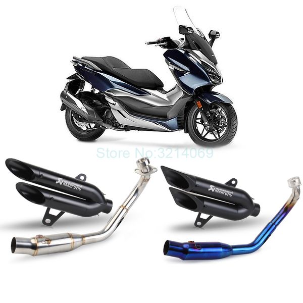 

slip on for scooter fz300 forza300 motorcycle exhaust system middle link pipe with akrapovic muffler dual nose tail pipe