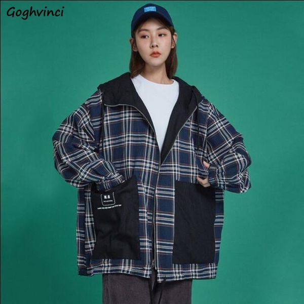 

jackets women baseball loose leisure sports plaid patchwork fashionable korean style students womens all-match outwear ulzzang, Black;brown