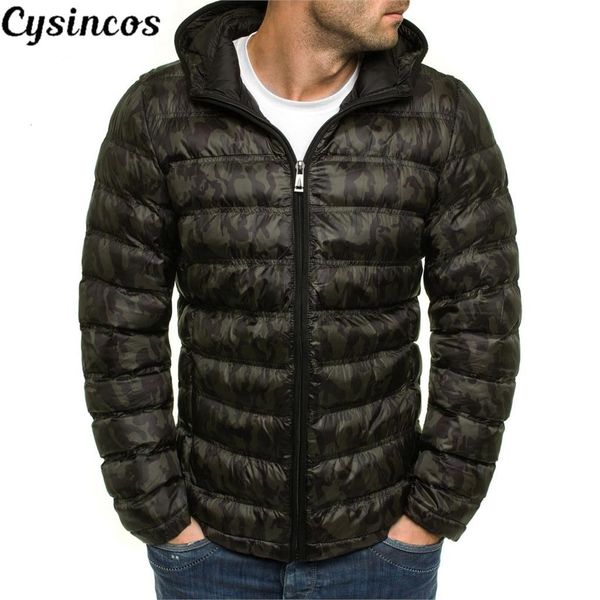 

cysincos winter jacket men 2019 camouflage army thick warm coat men's parka coat male fashion hooded parkas men plus, Black