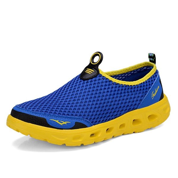 

yellow new summer men sandals walking shoes breathable soft mesh outdoor slip-on shoes shock-absorbant footwear