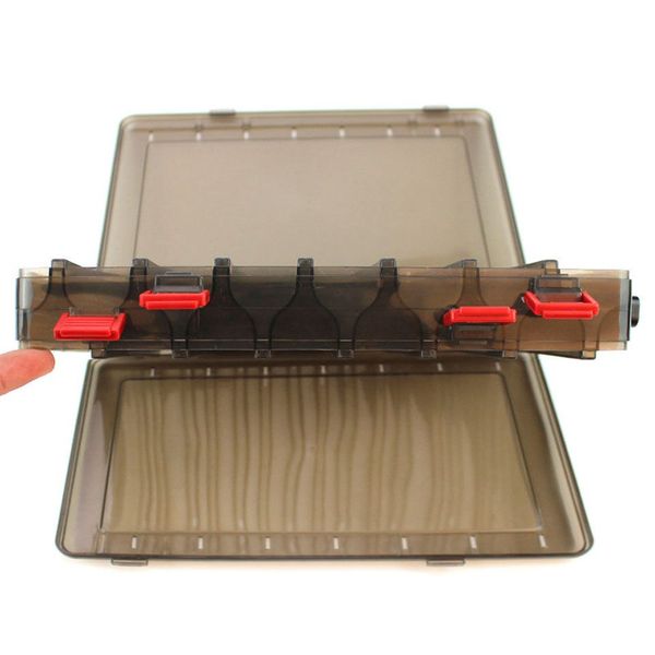 

fishing double-side bait box pp 18.5x27.5x5cm 14 space plastic storage box wood shrimp fishing lure