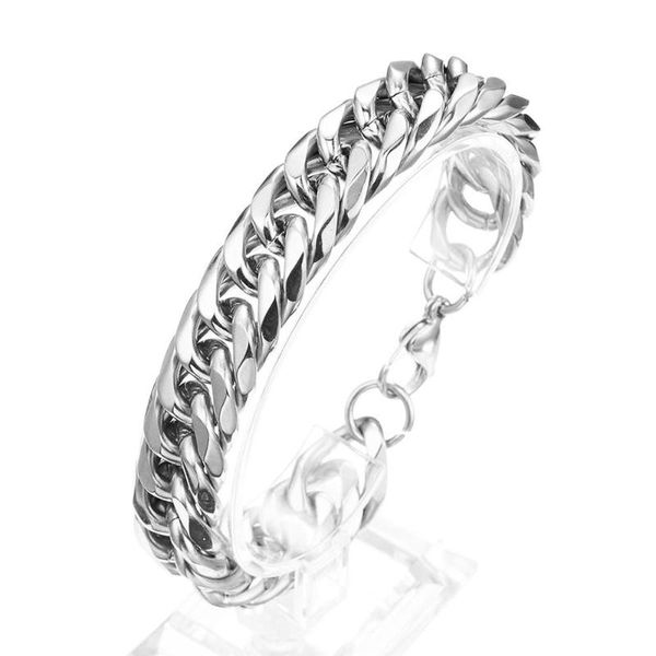 

9/11/13/16/19/21mm holiday gifts daily jewelry silver men's cuban curb chain stainless steel men's bracelet wristband 7-11inch, Black