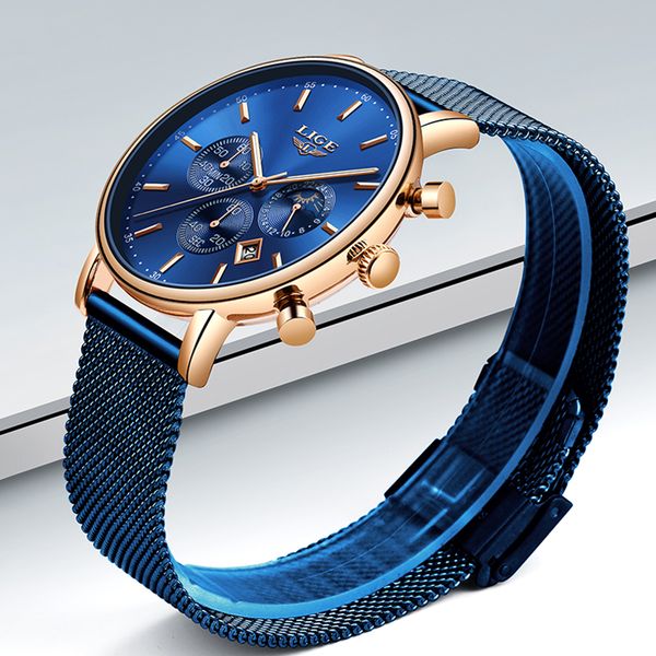 

2019 new women gift clock lige fashion brand quartz wristwatch ladies luxury rose gold watch female watch women relogio feminino, Slivery;brown