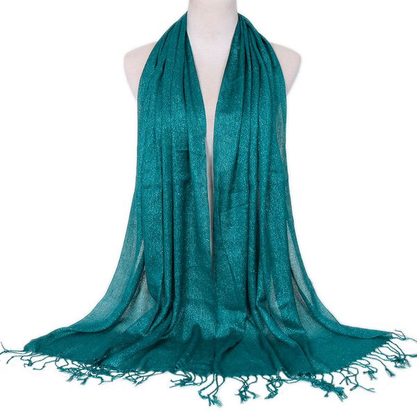 

fashion shimmer lurex muslim scarves women malaysia long shawl glitter plain tassel head scarf islamic turban wraps headband, Blue;gray