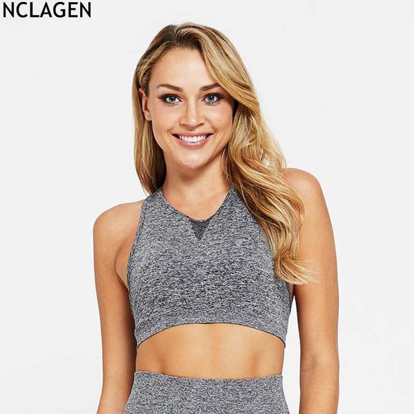 

sport bra high support fitness underwear hollow out seamless yoga bra high impact gym push-up workout running crop nclagen, White;black