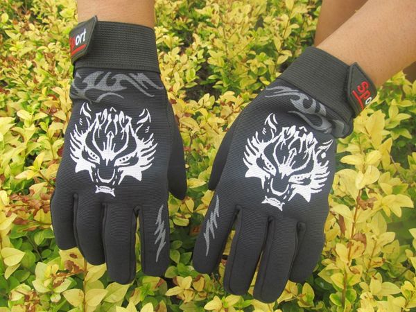 

wolf fashion winter full finger cycling gloves outdoor sports gloves for riding bike motocycle antislip windproof glove, Black