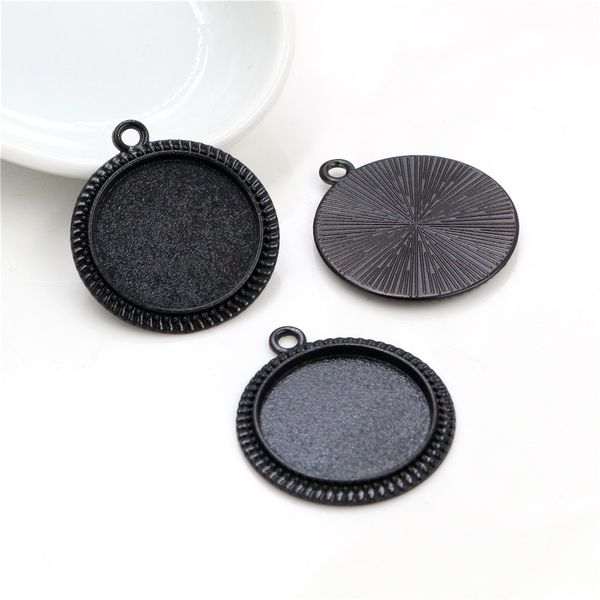 

10pcs 20mm inner size antique silver plated and bronze and rhodium and black classic style cabochon base setting charms pendant, Blue;slivery