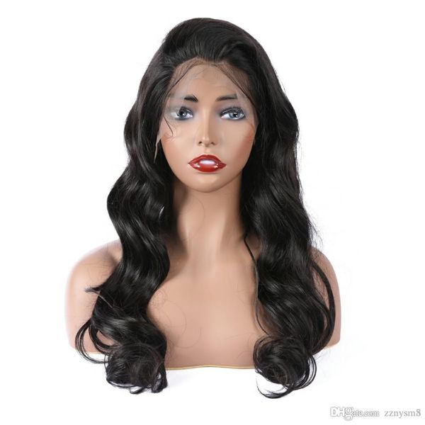 

24inch factory direct sale raw indian human hair full lace wig ujibg, Black