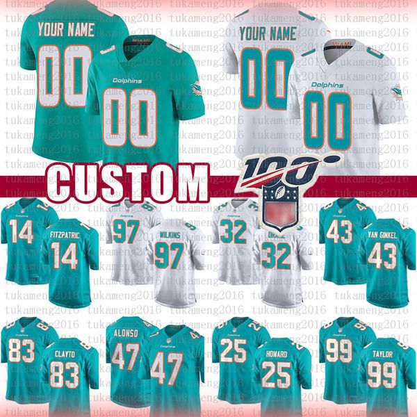 

custom miami jersey xavien howard dolphin kenyan drake christian jersey fitzpatrick clayton taylor williams kiko alonso van ginkel stills, Blue;black