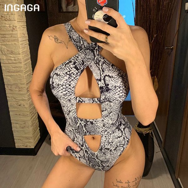 

ingaga 2020 змеи one piece купальники sexy cut out купальники женщины без бретелек плеча купальщицы лето new выдалбливают пляжная одежда, White;black
