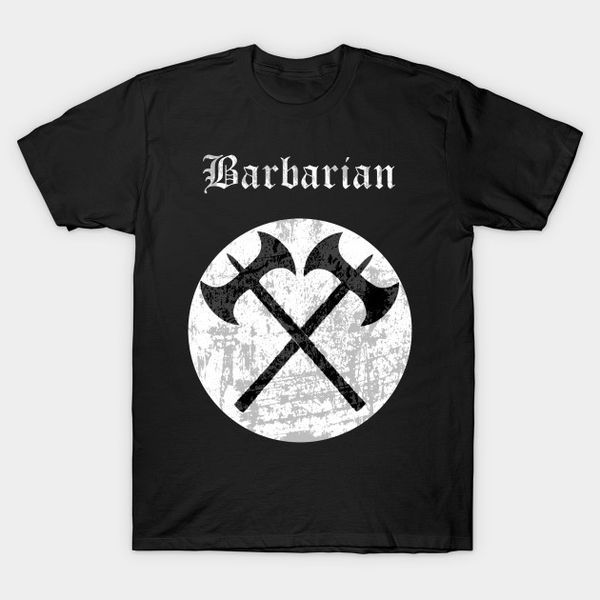 

men's t-shirts men t-shirt barbarian class tshirt women t shirt, White;black