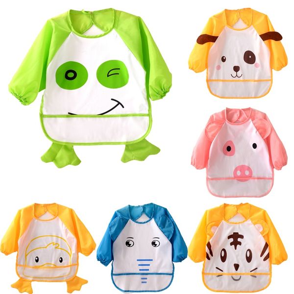 

1-3T New Cartoon Children Bib Printed Long Sleeve Baby Bib Infant Waterproof Apron Clothing 9 Colors