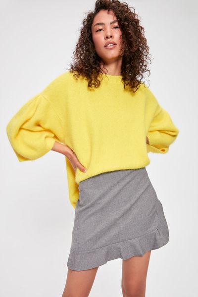 

trendyol gray stamp skirt twoaw20et0176, Black