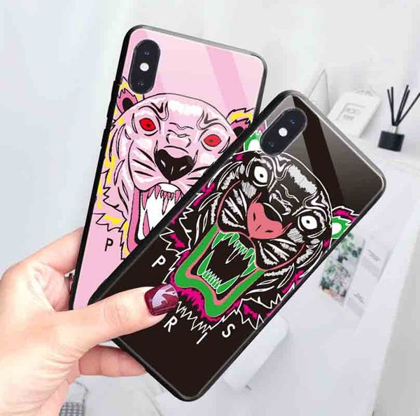 

2019 fashion tiger cellphone case for iphonexsmax xr xs 7plus/8plus 7/8 6s/6sp6/6s tempered glass protective back cover phone case 2 styles