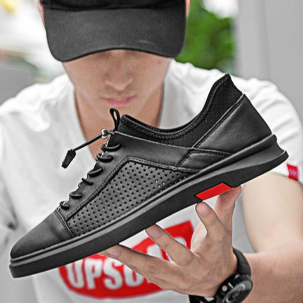 

men loafers genuine leather casual shoes outdoor men flats oxfords shoes for fashion breathable driving sneakers 3, Black
