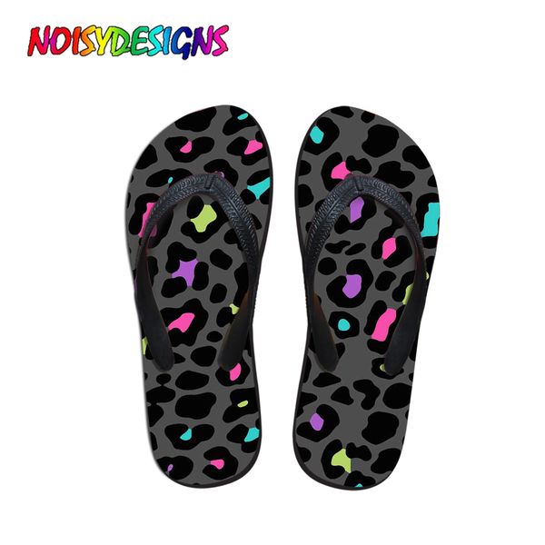

noisydesigns 2019 ladies fit flops colorful leopard womans sandals summer woman shoes outdoor flip flops female casual pantufa, Black