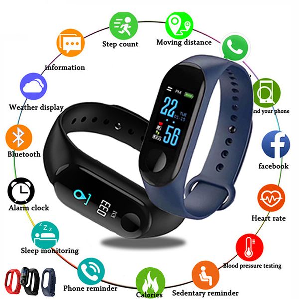 

m3 smart watch bracelet band fitness tracker wristband heart rate activity screen smart electronics bracelet watch for men women