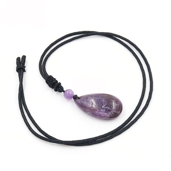 

fashion jewelry natural purple crystal water drop pendants vintage women men russia united states holiday gift jewelry, Silver