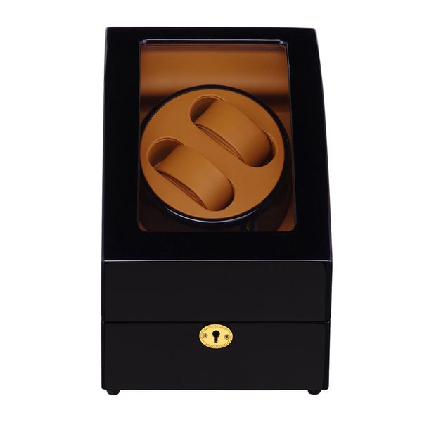 

watch winder ,lt wooden automatic rotation 2+3 storage case display box (outside is black inside is brown)2019 new style, Black;blue