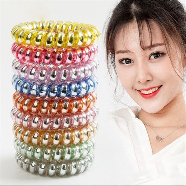 

27 colors new girls women hair accessories gum for hair ring elastic hair bands rope candy-colored telephone line, Pink