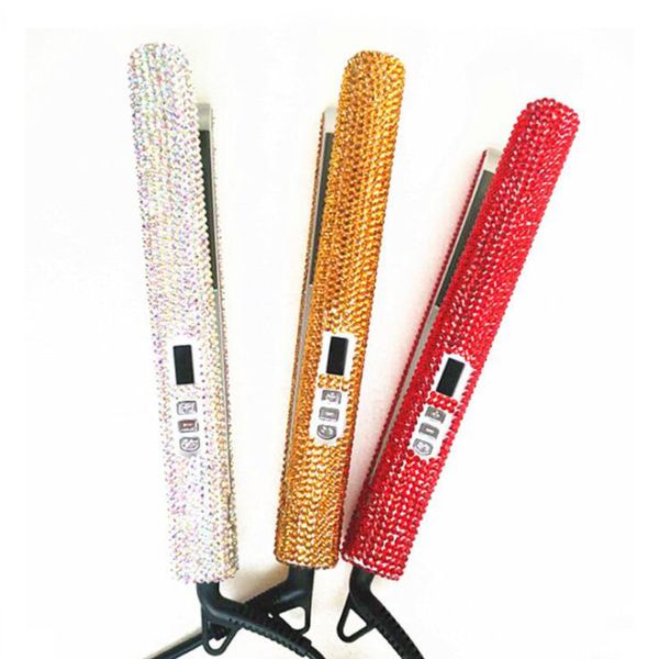 

2019 High Quality Taurus 105 crystal flat iron sparkle 2 in 1 bling Diamond MCH Professional Hair Irons curling Straightener Styling 20pcs