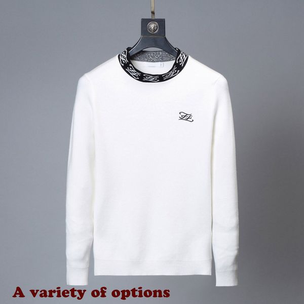 

the new 2020 trend for men's winter embroidered sweater o collar long sleeve knit sweater outerwear imported clothing, White;black