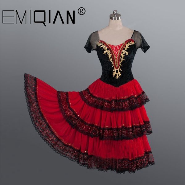 

party dresses don quixote black red romantic tutu professional ballet long spanish dance costume kitri dress, White;black