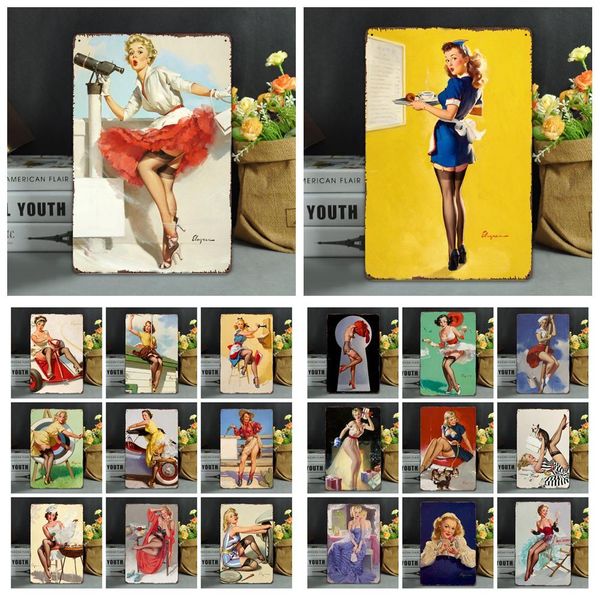 

20*30cm vintage retro metal sign poster modern girls posters plaque club wall home art metal painting wall decor ffa972 100pcs