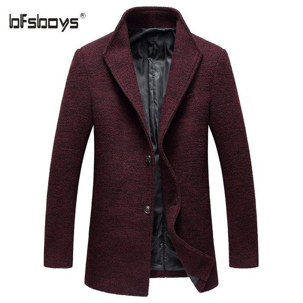 

bfsboys brand clothing 2017 new winter jakets for men and turn-down collar men's windbreaker jacket thickened woolen coat, Black