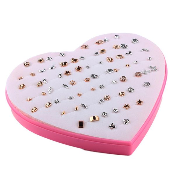 

36 pairs assorted style stud earrings bulk for women girl with a pink box, Golden
