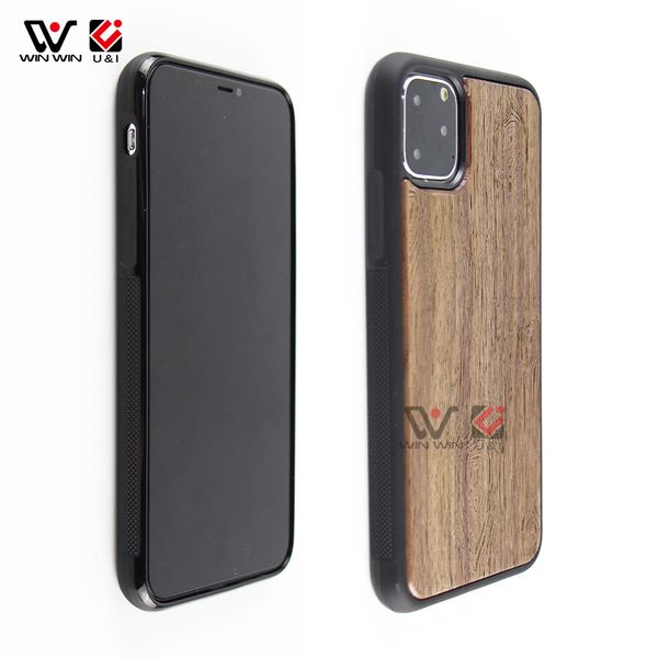 Top-selling luxo Natural walnut madeira tpu capas de telefone em branco design à prova de choque à prova d'água para iphone 6 7 8 x 11 12 pro max xs xr tampa traseira shell