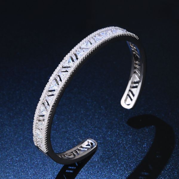 

creative 2019 popular fashion open bangle micro pave zircon unique women bracelet jewelry beautiful ladies gift, Black