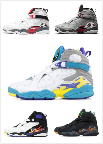 

8 8s men basketball shoes sp se multi-color reflective bugs bunny valentines day aqua south beach alternate mens trainers sports sneakers, Black