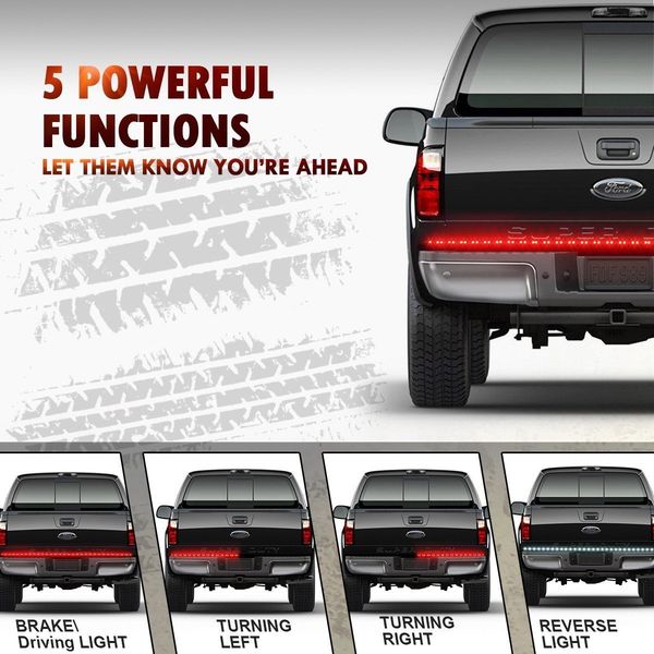 

white red truck turn signal tail reverse tailgate 60" led strip light bar replacement for ford f150 f250 f350 f450 super duty universal