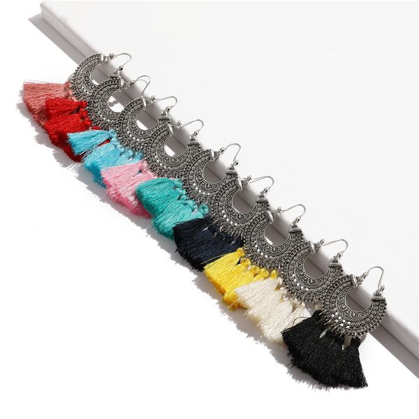 

европейский американский новый стиль популярные горячие ретро серьги кисточкой женщины национальный ветер серьги творческая личность темпера, Silver