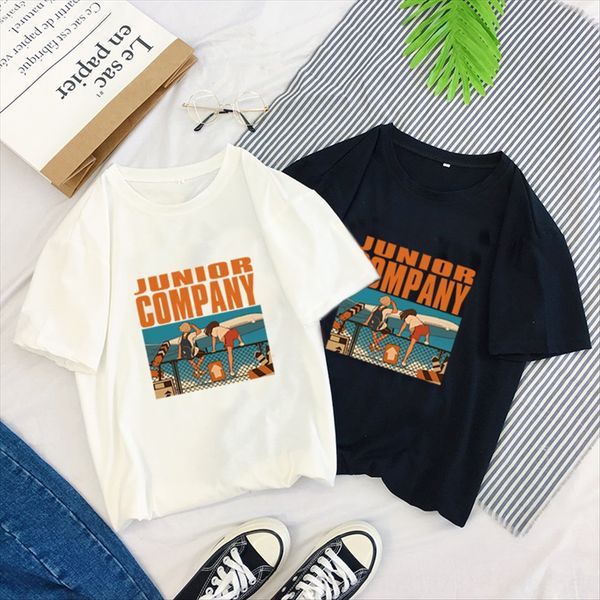 

2019 лето печати мультфильма с короткими рукавами футболки свободных паров студента топ 2019 летом печати мультфильма с короткими рукавами ф, White