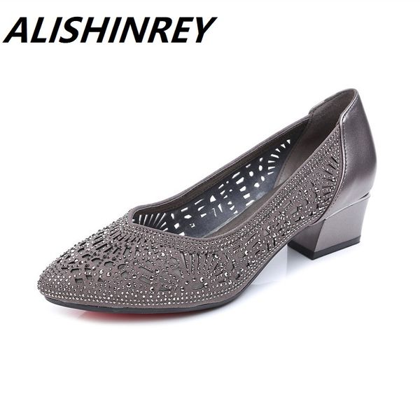 

alishinrey 2019 spring summer pointed toe pumps women genuine leather comfortable high heels elegant slip on shoes large size 43, Black;white