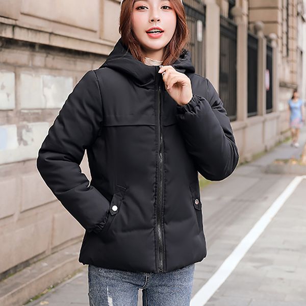 

2019 new women's lightweight jacket fashion short coat hooded female coat windproof warm coats short overcoat #thy, Tan;black