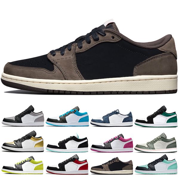 

jumpman 1 men women basketball shoes 1s low mens trainers military themed mystic green midnight navy dark mocha sports sneaker size 36-46