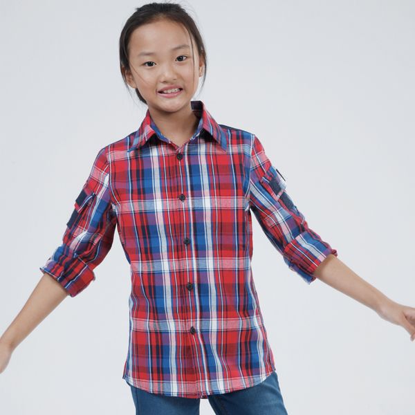 

2019 new young boys and girls tactical plaid shirt checked shirt teen-agers youngsters 4 colors parentage clothes, White;black