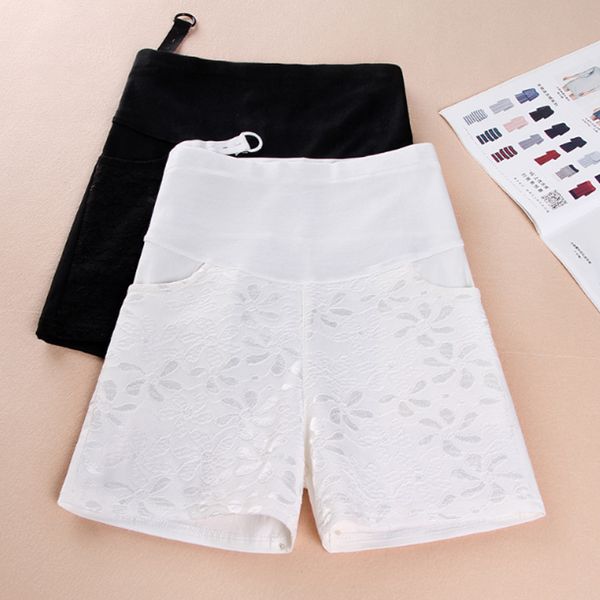 

okaymom summer maternity shorts clothes black white lace elastic waist short for pregnant women pregnancy wear belly clothing