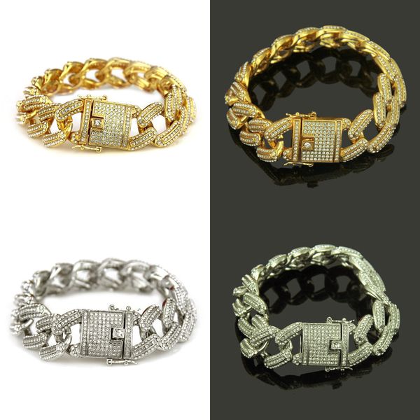 

hiphop hip-hop man diamond bracelet personality golden bracelet hand decorate handmade charm gift wedding jewelry sets red gold, Black