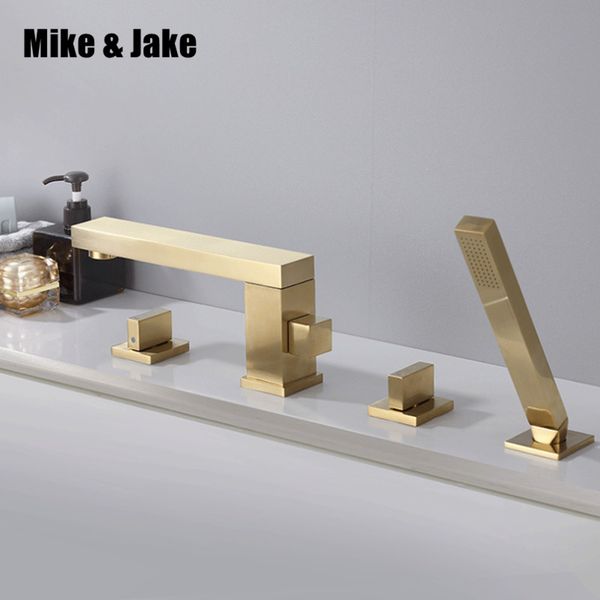 

brush gold bath shower bathtub mount shower set mixer valve 2 function bathtub filler mixer taps & cold bathroom