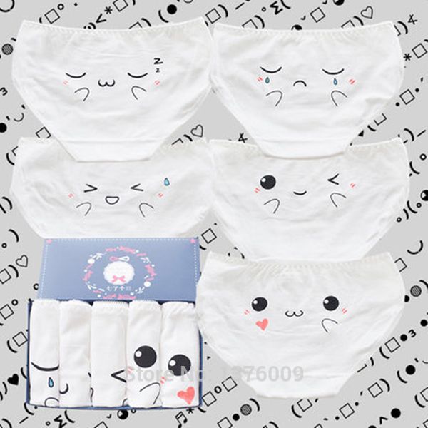 

japanese anime kaomoji-kun panties lolita kaomiji lovely underwear shiba inu doge cat cute cotton underpants 5pcs, Black;pink