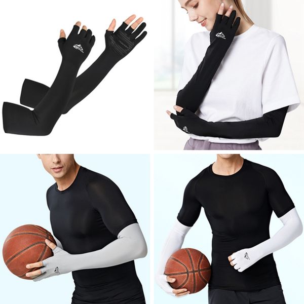 

2pcs elastic hand cover arm sleeves sun uv protection sports sleeve cooling warmer running fishing cycling, Black;gray