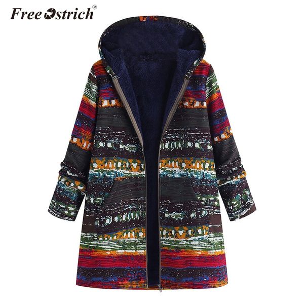 

ostrich winter jacket women 2019 coats pockets plus size zipper abrigos de mujer elegantes chaquetas invierno mujer n30, Black;brown
