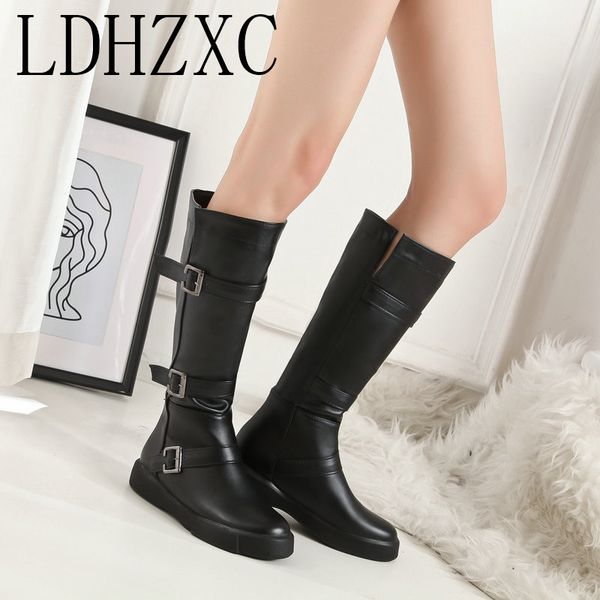 

ldhzxc fashion women boot knee high boots new fashion round toe woman winter shoes size 34-43, Black