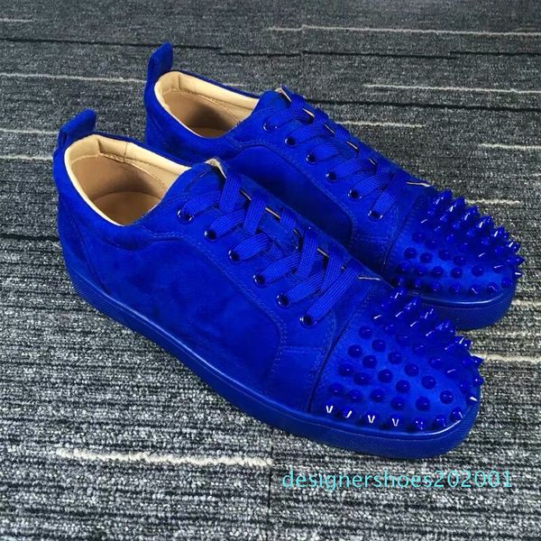 

new 2019 designer sneakers red bottom shoe low cut suede spike luxury for men and women party wedding crystal leather sneakers d01, Black