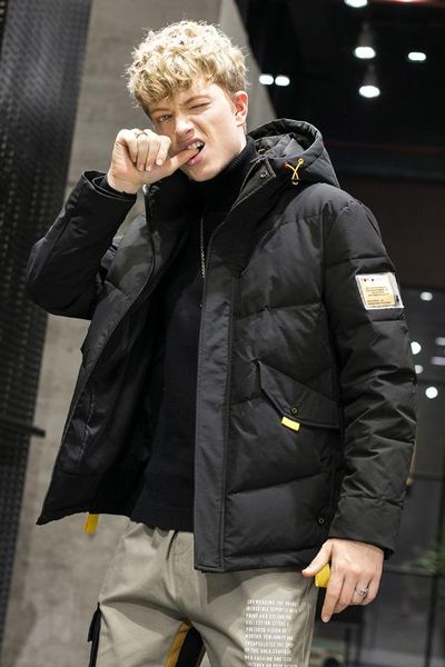 

men's winter men's fashion long cotton version fashion loose wear, Black