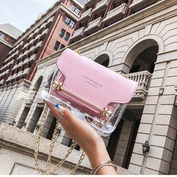 

women transparent small square composite bag fashion chain shoulder messenger crossbody bags for women bolsa feminina #38